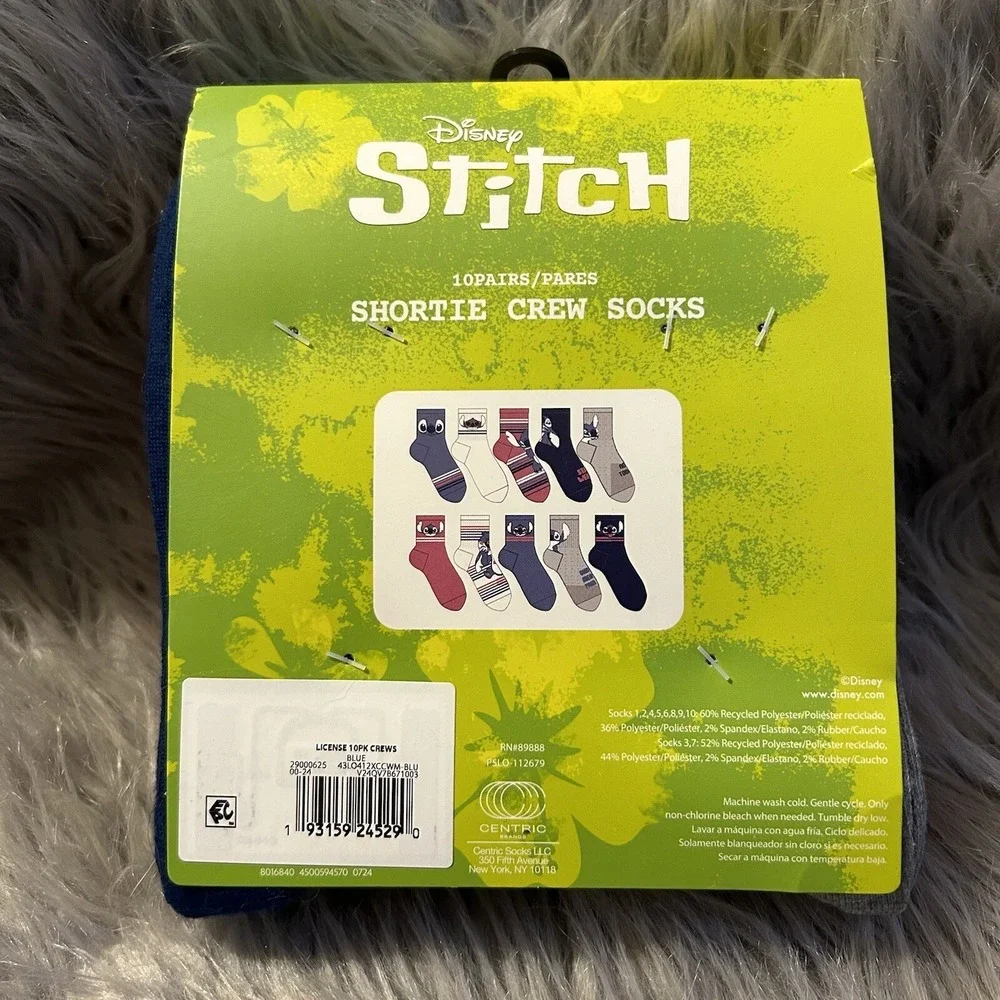 Disney Stitch Shortie Crew Socks Womens‎ Shoe Size 4-10